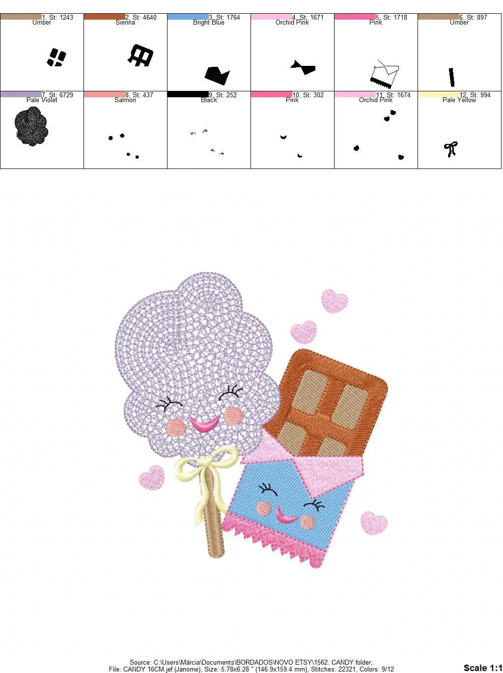 Cotton candy embroidery designs - Candy embroidery design machine embroidery pattern - Cotton candy cart embroidery file - kid embroidery Marcia Embroidery