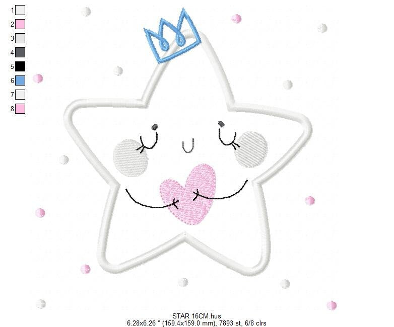 Star embroidery design machine embroidery pattern - Star applique design - Rainbow embroidery file - baby girl embroidery - instant download - Marcia Embroidery