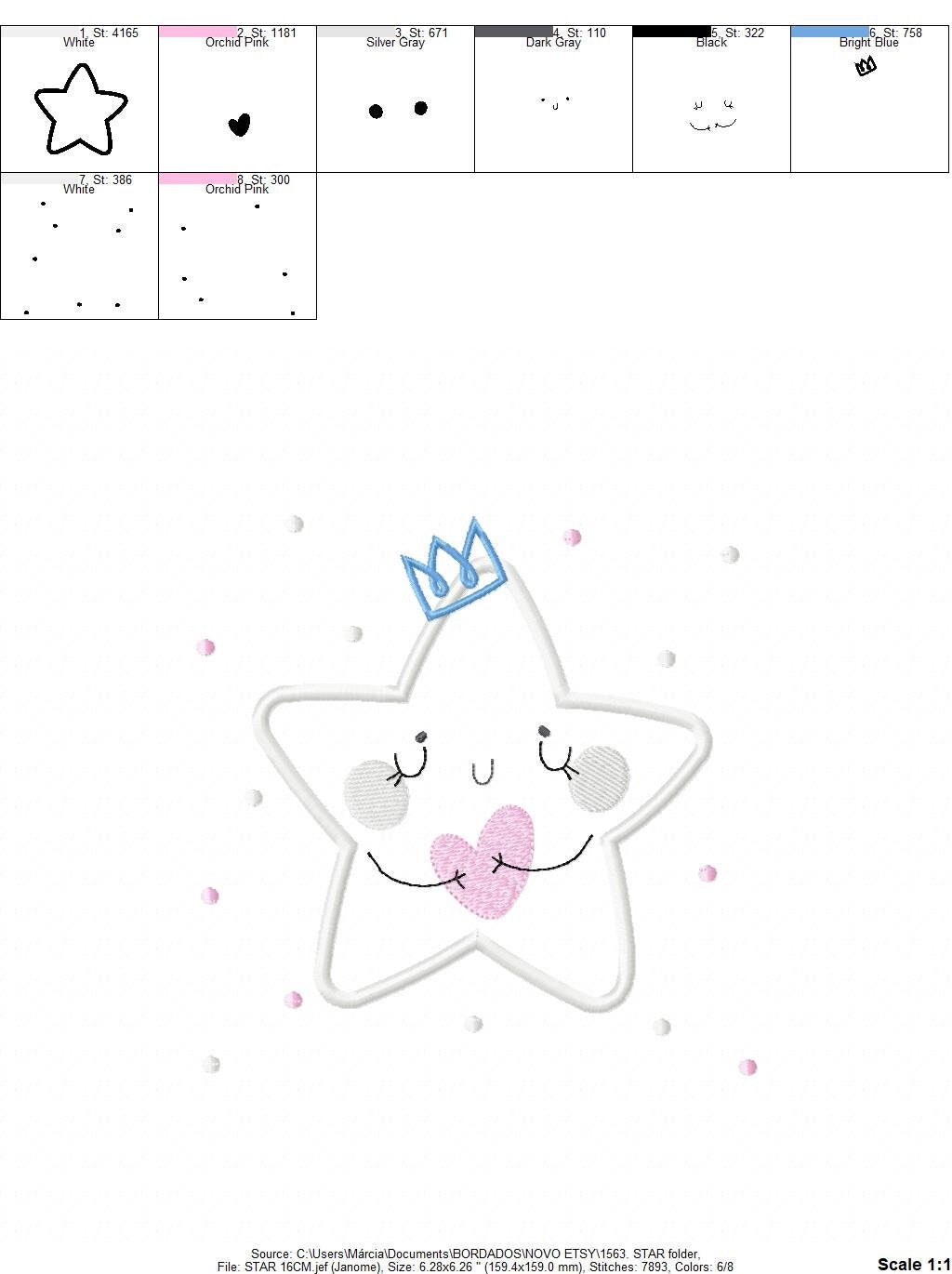 Star embroidery design machine embroidery pattern - Star applique design - Rainbow embroidery file - baby girl embroidery - instant download - Marcia Embroidery