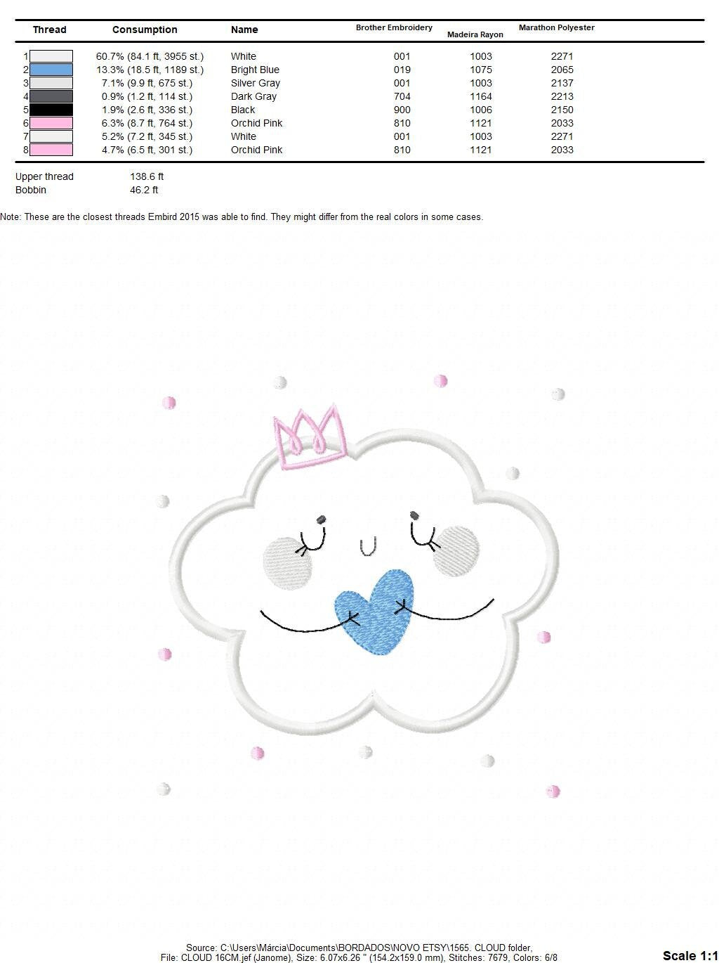 Cloud embroidery design - Sky embroidery design machine embroidery pattern  - cloud applique design - baby girl embroidery file cute cloud Marcia Embroidery