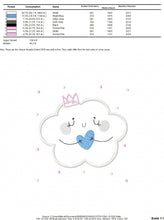 Laden Sie das Bild in den Galerie-Viewer, Cloud embroidery design - Sky embroidery design machine embroidery pattern  - cloud applique design - baby girl embroidery file cute cloud
