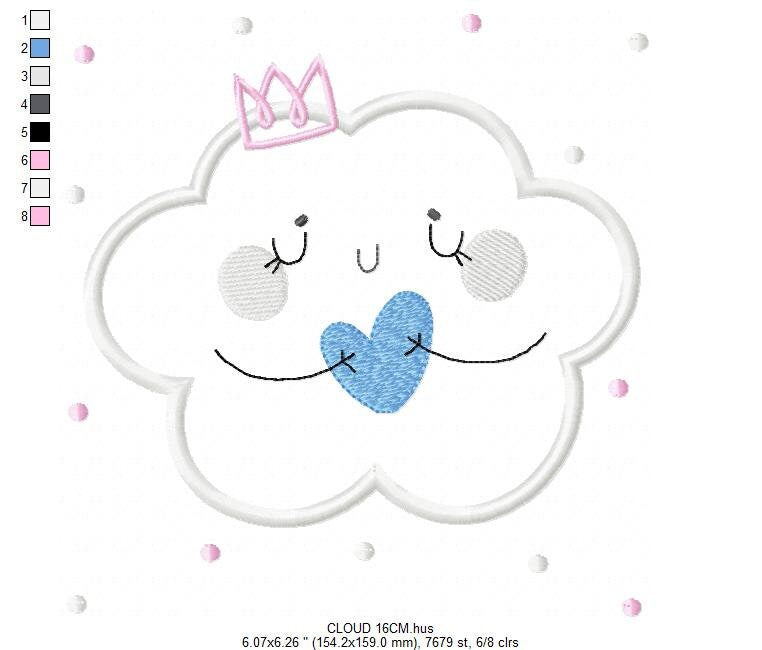 Cloud embroidery design - Sky embroidery design machine embroidery pattern  - cloud applique design - baby girl embroidery file cute cloud Marcia Embroidery