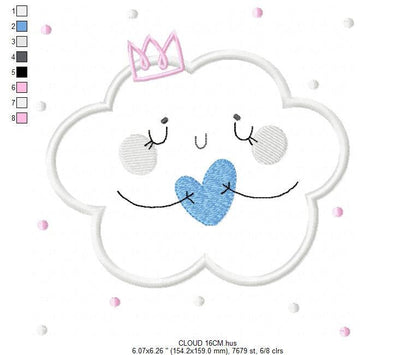 Cloud embroidery design - Sky embroidery design machine embroidery pattern  - cloud applique design - baby girl embroidery file cute cloud Marcia Embroidery