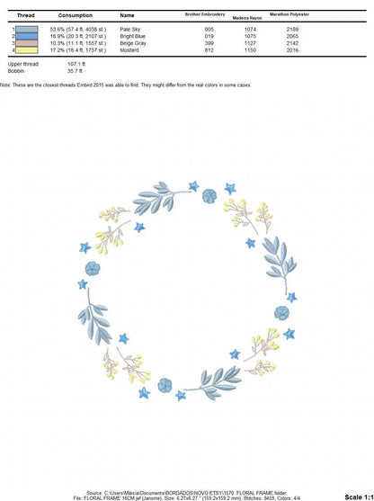 Monogram Frame embroidery designs - Flower embroidery design machine embroidery pattern - Floral embroidery file - baby girl embroidery pes Marcia Embroidery
