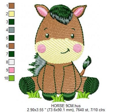 Horse embroidery design - Baby Boy embroidery designs machine embroidery pattern - Horse applique design Farm animals - instant download
