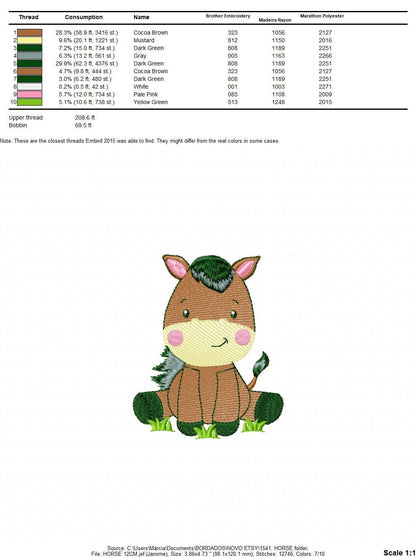 Horse embroidery design - Baby Boy embroidery designs machine embroidery pattern - Horse applique design Farm animals - instant download