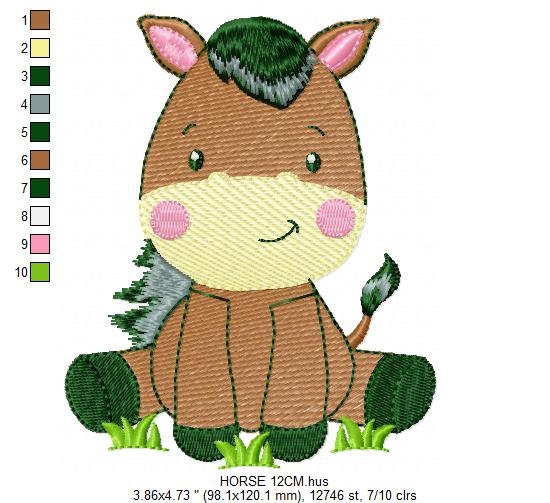 Horse embroidery design - Baby Boy embroidery designs machine embroidery pattern - Horse applique design Farm animals - instant download