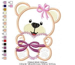 Bear embroidery designs - Teddy bear with heart embroidery design machine embroidery pattern - Bear applique design - instant download pes