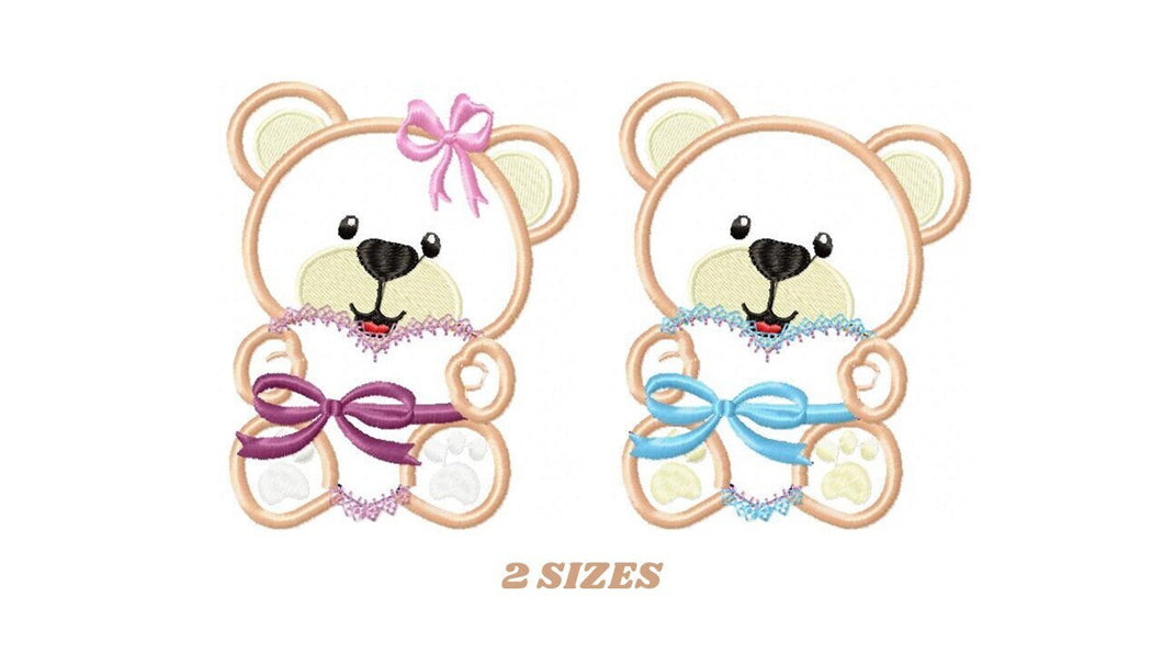 Bear embroidery designs - Teddy bear with heart embroidery design machine embroidery pattern - Bear applique design - instant download pes