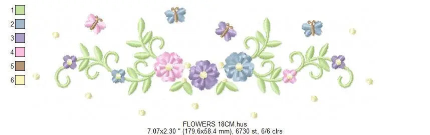 Flower Frame embroidery designs - Flower embroidery design machine embroidery pattern - Butterfly embroidery file - baby girl embroidery pes Marcia Embroidery