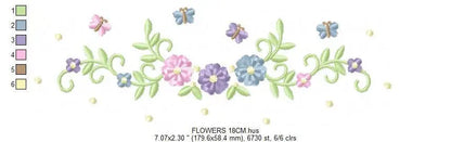 Flower Frame embroidery designs - Flower embroidery design machine embroidery pattern - Butterfly embroidery file - baby girl embroidery pes Marcia Embroidery