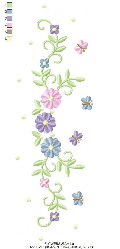 Flower Frame embroidery designs - Flower embroidery design machine embroidery pattern - Butterfly embroidery file - baby girl embroidery pes Marcia Embroidery