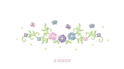Flower Frame embroidery designs - Flower embroidery design machine embroidery pattern - Butterfly embroidery file - baby girl embroidery pes Marcia Embroidery