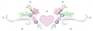 Flower Frame embroidery designs - Heart embroidery design machine embroidery pattern - Butterfly embroidery file - baby girl embroidery pes