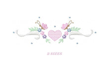 Laden Sie das Bild in den Galerie-Viewer, Flower Frame embroidery designs - Heart embroidery design machine embroidery pattern - Butterfly embroidery file - baby girl embroidery pes
