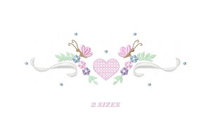 Flower Frame embroidery designs - Heart embroidery design machine embroidery pattern - Butterfly embroidery file - baby girl embroidery pes