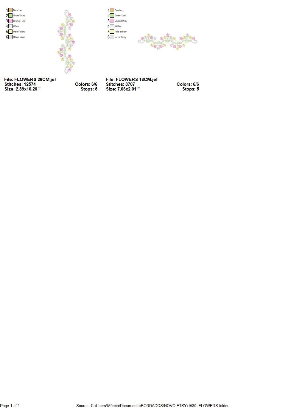 Flower Frame embroidery designs - Floral Divider machine embroidery pattern - Baby girl Kitchen towel file - Instant digital download pes