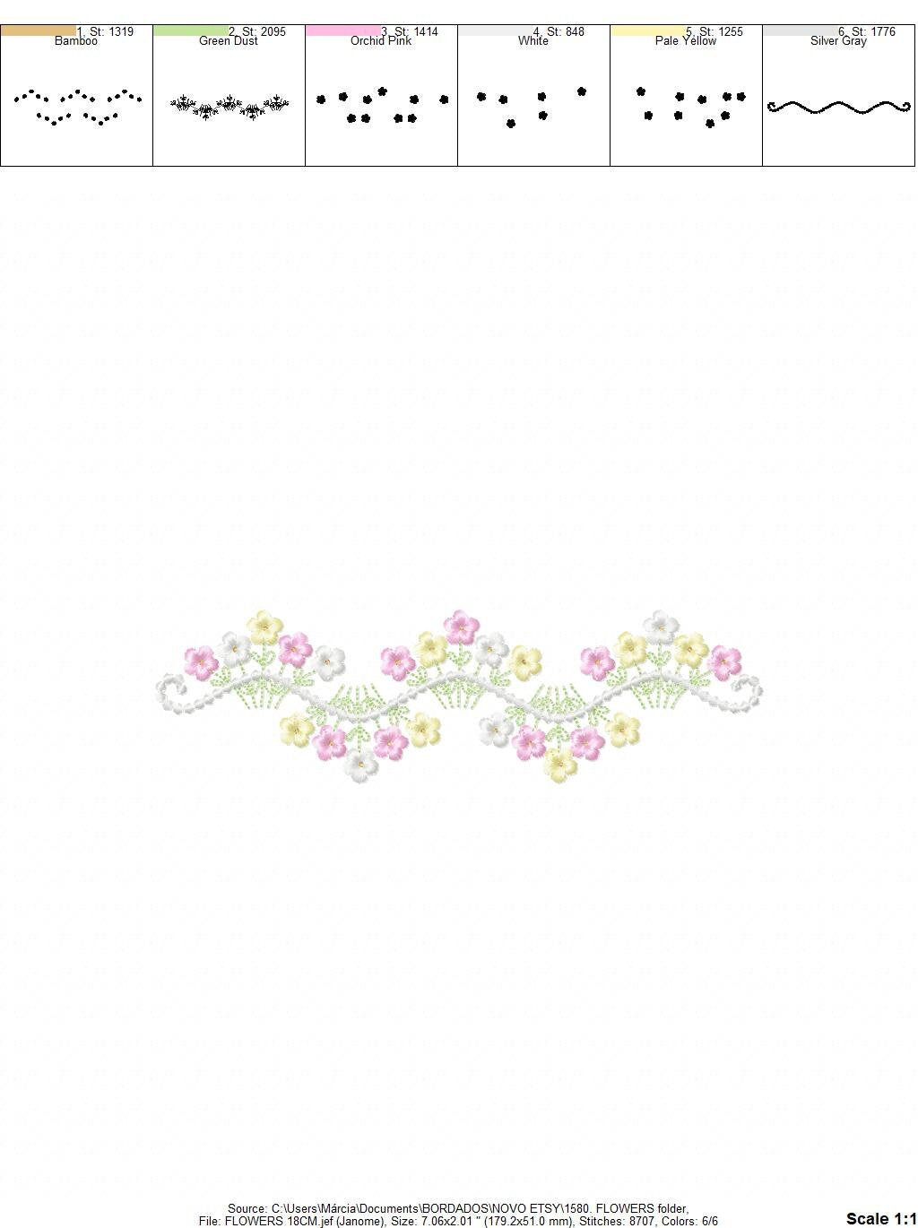 Flower Frame embroidery designs - Floral Divider machine embroidery pattern - Baby girl Kitchen towel file - Instant digital download pes