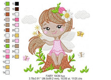 Cargar imagen en el visor de la galería, Fairy embroidery designs - Baby girl embroidery design machine embroidery pattern - Fantasy Pixie embroidery file - instant digital download
