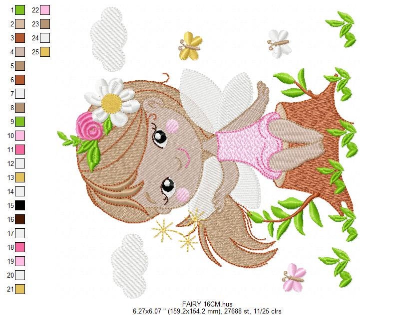 Fairy embroidery designs - Baby girl embroidery design machine embroidery pattern - Fantasy Pixie embroidery file - instant digital download