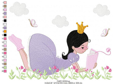 Girl embroidery designs - Princess embroidery design machine embroidery pattern - Fairy Pixie embroidery file - jef pes dst hus vip, vp3 Marcia Embroidery