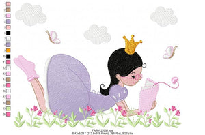 Girl embroidery designs - Princess embroidery design machine embroidery pattern - Fairy Pixie embroidery file - jef pes dst hus vip, vp3