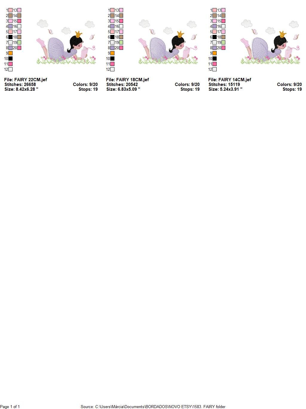 Girl embroidery designs - Princess embroidery design machine embroidery pattern - Fairy Pixie embroidery file - jef pes dst hus vip, vp3 Marcia Embroidery