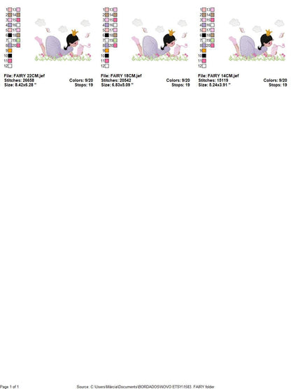 Girl embroidery designs - Princess embroidery design machine embroidery pattern - Fairy Pixie embroidery file - jef pes dst hus vip, vp3 Marcia Embroidery