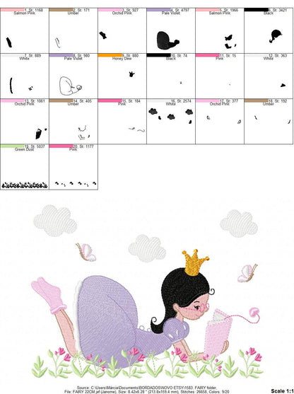 Girl embroidery designs - Princess embroidery design machine embroidery pattern - Fairy Pixie embroidery file - jef pes dst hus vip, vp3 Marcia Embroidery