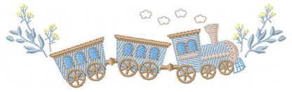 Train embroidery designs - Vehicle embroidery design machine embroidery pattern - boy embroidery file instant download - train with wagons