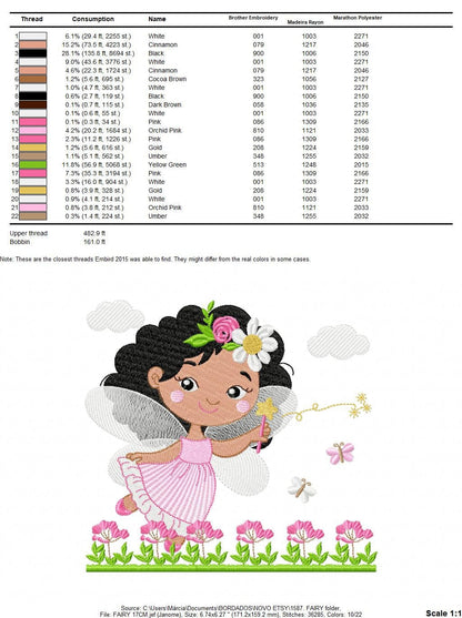 Fairy embroidery designs - Baby girl embroidery design machine embroidery pattern - Fantasy Pixie embroidery file - download jef pes dst hus Marcia Embroidery