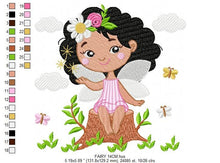 Charger l&#39;image dans la galerie, Fairy embroidery designs - Baby girl embroidery design machine embroidery pattern - Fantasy Pixie embroidery file - Curly Hair girl pes jef
