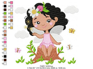 Fairy embroidery designs - Baby girl embroidery design machine embroidery pattern - Fantasy Pixie embroidery file - Curly Hair girl pes jef