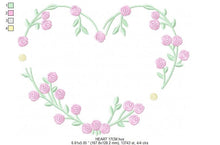 Cargar imagen en el visor de la galería, Heart with roses embroidery designs - Flower embroidery design machine embroidery pattern - Monogram Frame embroidery file - pes jef vip vp3
