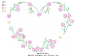 Heart with roses embroidery designs - Flower embroidery design machine embroidery pattern - Monogram Frame embroidery file - pes jef vip vp3