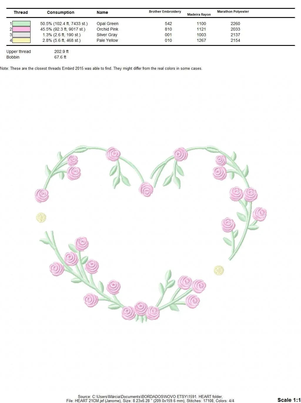 Heart with roses embroidery designs - Flower embroidery design machine embroidery pattern - Monogram Frame embroidery file - pes jef vip vp3 Marcia Embroidery