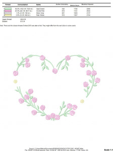 Heart with roses embroidery designs - Flower embroidery design machine embroidery pattern - Monogram Frame embroidery file - pes jef vip vp3