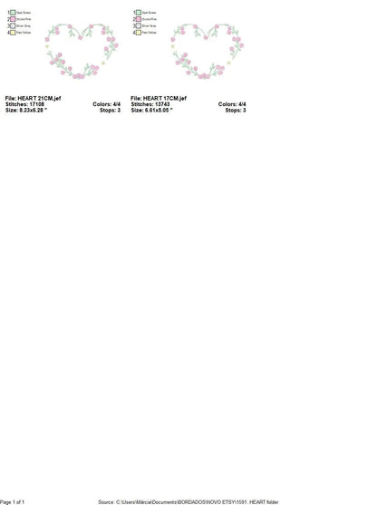 Heart with roses embroidery designs - Flower embroidery design machine embroidery pattern - Monogram Frame embroidery file - pes jef vip vp3 Marcia Embroidery