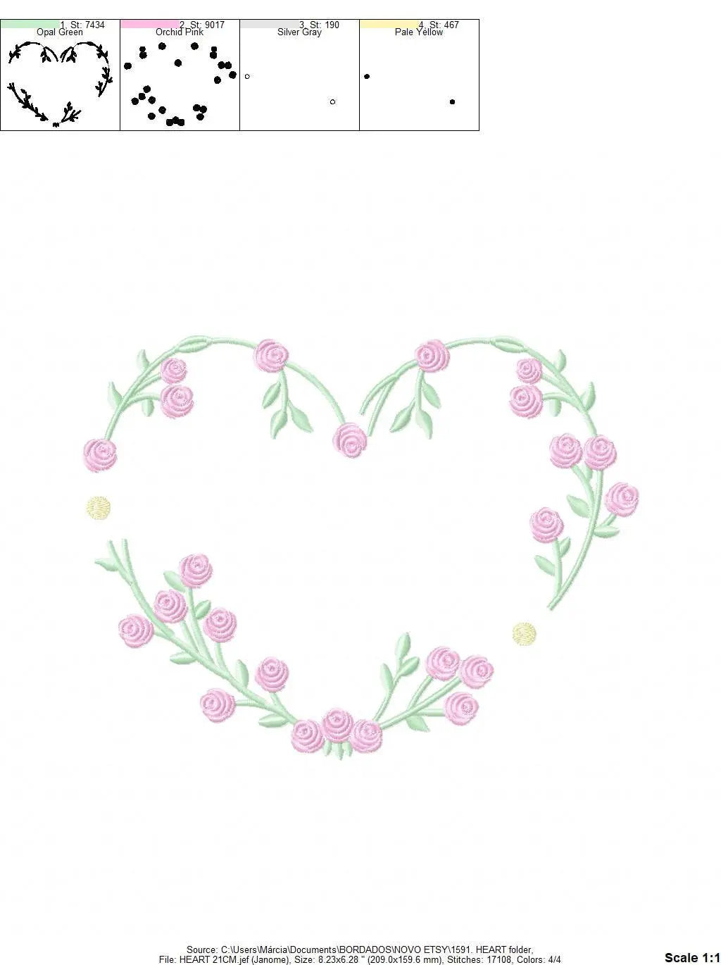 Heart with roses embroidery designs - Flower embroidery design machine embroidery pattern - Monogram Frame embroidery file - pes jef vip vp3 Marcia Embroidery