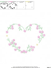 Charger l&#39;image dans la galerie, Heart with roses embroidery designs - Flower embroidery design machine embroidery pattern - Monogram Frame embroidery file - pes jef vip vp3
