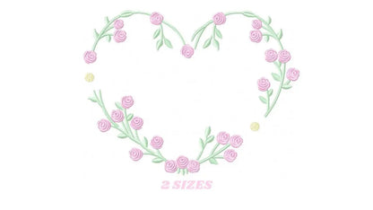 Heart with roses embroidery designs - Flower embroidery design machine embroidery pattern - Monogram Frame embroidery file - pes jef vip vp3 Marcia Embroidery