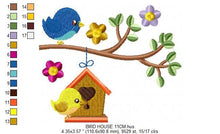 Charger l&#39;image dans la galerie, Bird embroidery designs - Bird House embroidery design machine embroidery pattern - instant download bird applique design - girl embroidery
