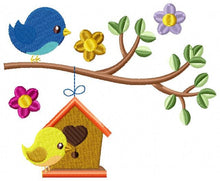 Laden Sie das Bild in den Galerie-Viewer, Bird embroidery designs - Bird House embroidery design machine embroidery pattern - instant download bird applique design - girl embroidery
