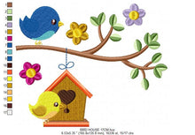 Load image into Gallery viewer, Bird embroidery designs - Bird House embroidery design machine embroidery pattern - instant download bird applique design - girl embroidery
