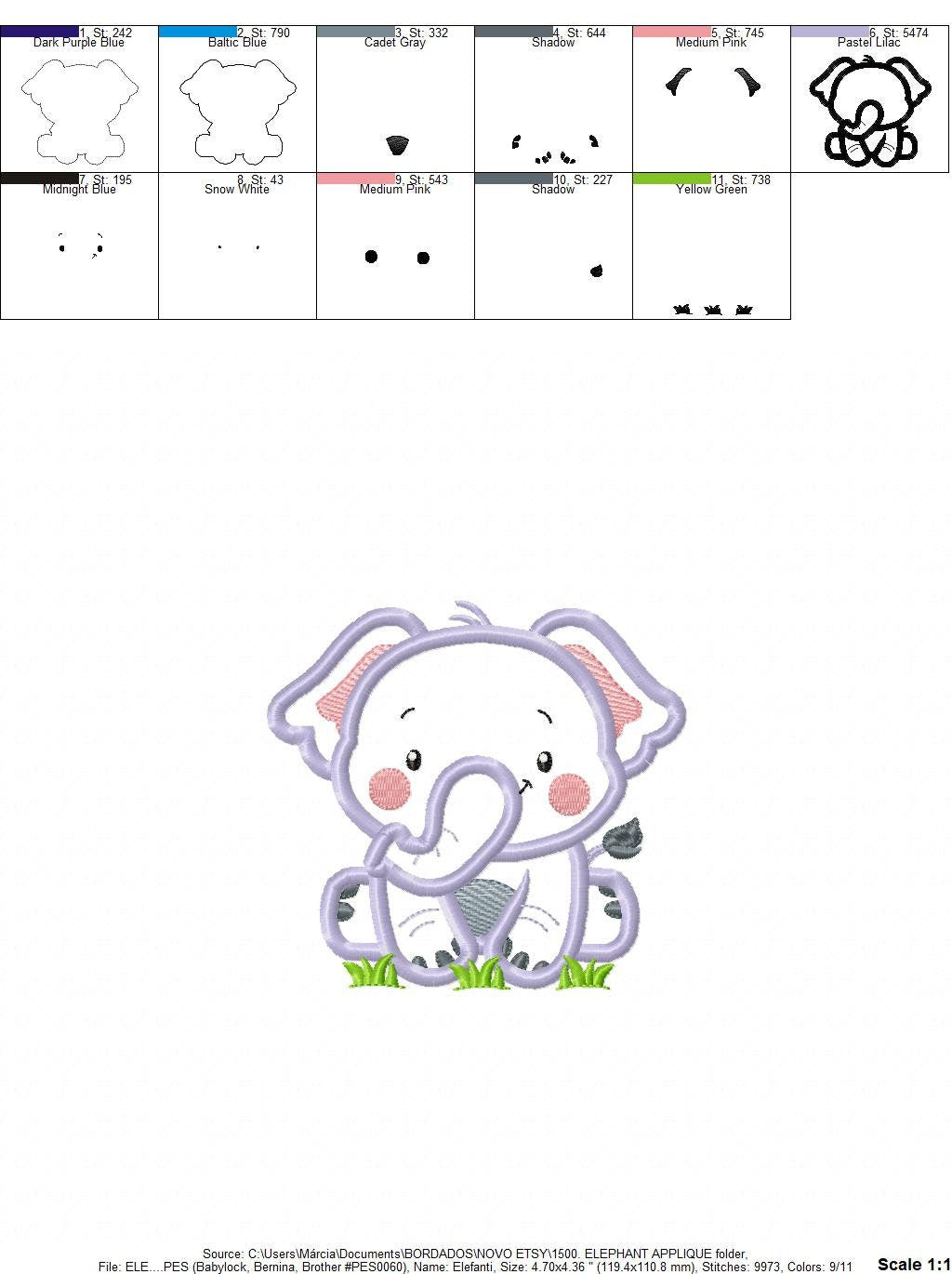 Elephant applique embroidery designs - Safari wild animal machine embroidery pattern - Baby Boy file - Instant digital download pes jef dst