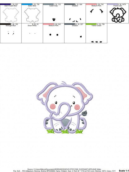 Elephant applique embroidery designs - Safari wild animal machine embroidery pattern - Baby Boy file - Instant digital download pes jef dst