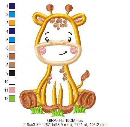 Seating Giraffe embroidery design - Safari Wild Animal machine embroidery pattern - Giraffe applique - Instant download pes jef dst hus vp3