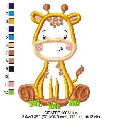Seating Giraffe embroidery design - Safari Wild Animal machine embroidery pattern - Giraffe applique - Instant download pes jef dst hus vp3