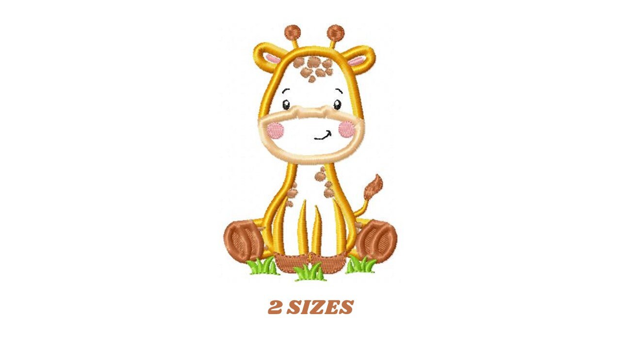 Seating Giraffe embroidery design - Safari Wild Animal machine embroidery pattern - Giraffe applique - Instant download pes jef dst hus vp3