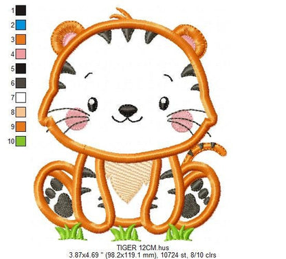 Tiger embroidery design - Forest animals embroidery designs machine embroidery pattern - Tiger applique embroidery - Instant download pes